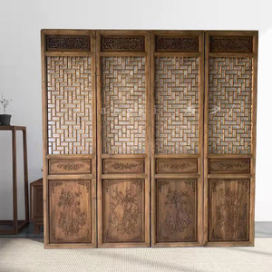 同款货源北瞑有鲲淘宝中式仿古老旧门窗花格加羊皮纸复古实木隔断