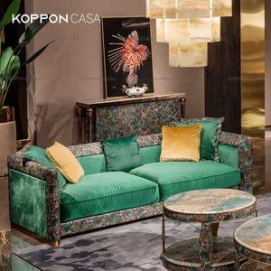 宫邦/意式后现代新国潮绿色丛林头层真皮沙发别墅巴博罗pablo家具