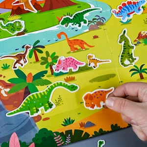 全景果冻贴贴纸书0到3岁恐龙贴纸幼儿童趣味宝宝专注力训练贴贴画