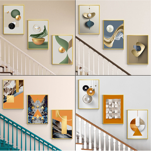 现代简约楼梯间装饰画楼道挂画复式客厅走廊过道抽象艺术墙面壁画