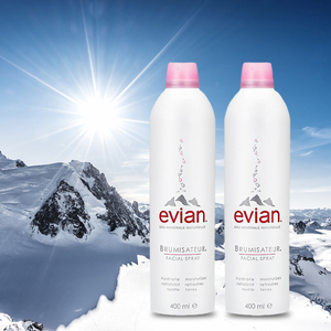 2瓶evian依云矿泉水喷雾天然爽肤水补水保湿舒缓调理定妆水400ml