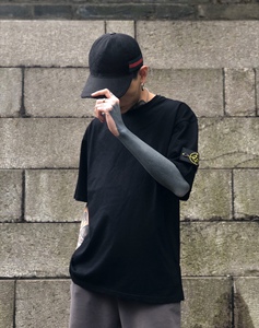 夏季stone石头经典款袖标破洞水洗纯棉短袖男潮宽松休闲百搭t恤岛