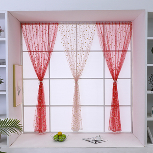 阳台纱帘门帘免打孔室内褶皱隔断帘大红防蚊透光不透人简约魔术贴