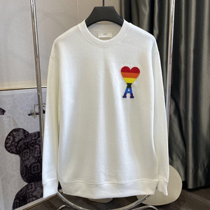 21fw秋冬潮牌ami爱心a红桃刺绣宽松圆领长袖套头休闲卫衣外套男女