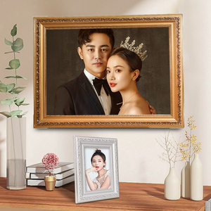 欧式复古实木相框挂墙婚纱照照片放大相架免打孔木框架定制结婚照
