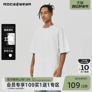 【郑业成同款】Rocawear美式潮牌街头字母领口高街刺绣短袖t恤男