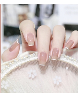 ins风美甲成品指甲贴片新娘结婚甲百搭法式裸透色清爽穿戴甲辣妹