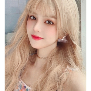 假发假发女圆脸长卷发奶金色大波浪网红中长发可爱蓬松假发