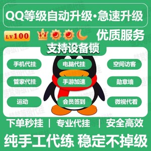 代练qq等级代挂手机电脑在线音乐勋章墙管家视访游戏微客全套加速