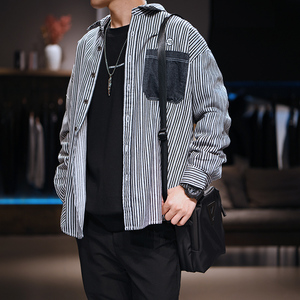 mxn旗舰店天猫麦根潮牌男装黑色灯芯绒夹克男士春秋季新款修身外穿