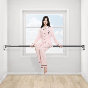 网红一根杆子晾衣架服支单v活动阳光房无打孔室内挂加粗厚阳台固