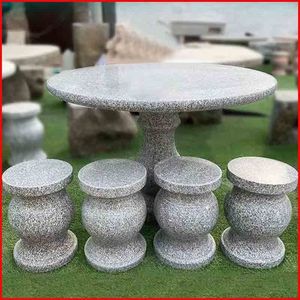 天然石圆桌凳子