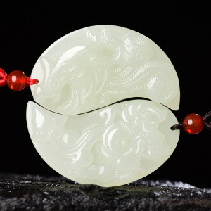 刻字和田玉吊坠情侣款古代定情信物一对异地恋送女友礼物龙凤玉佩