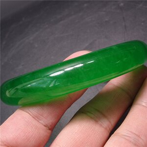 辉炎古居帝王绿翡翠手镯明清朝代纯色圆条深绿冰透缅甸老坑玉镯