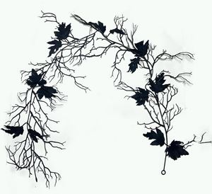 仿真枯枝藤条 万圣节黑色枫叶树枝室内节日装饰品人造枫叶