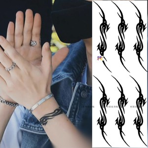 持久任嘉伦同款手环图腾纹身防水黑色纹身贴半永久手腕草本果汁