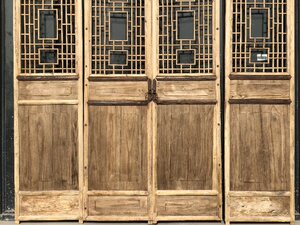 凌雨度古董老屏风中式老格栅隔扇旧窗棂门扇榆木格子门玄关隔断