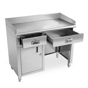 不锈钢办公电脑桌写字桌收纳带锁抽屉柜商用轮子移动收银台工作台