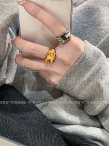 凯旋门金银光面宽版戒指女欧美轻奢小众设计复古高级感精致指环