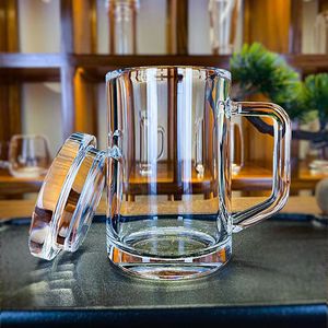 东海天然原石原矿水晶杯大容量水杯盖杯把手办公室高端茶杯茶器