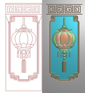 精雕图灰度图浮雕图电脑雕刻图精品五福靠背边柱边板灯笼