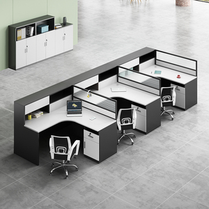 三人位职员组合办公桌子办公室员工电脑桌椅简约屏风隔断财务工位