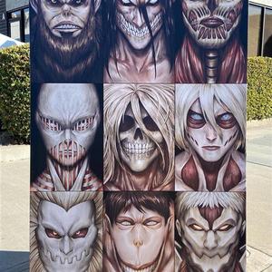 车格九巨人九人形装饰挂画进击配巨人艾伦耶力尔帆布防水送的件