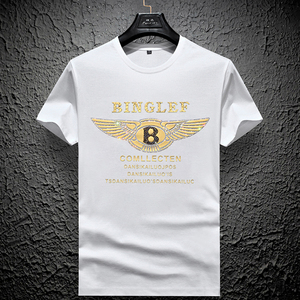 轻奢db酷奇高端重工烫钻字母短袖t恤男装丝光棉欧洲站休闲潮上衣