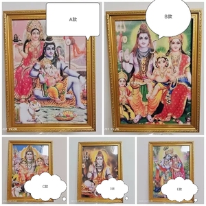 印度湿婆神像画像妻子帕尔瓦蒂 雪山女神 湿婆一家25x37厘米