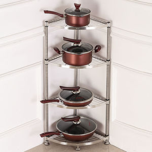 304不锈钢f锅碗架转角置物架浴室墙角厨房角落拐脚防水扇形三角架