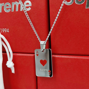 正版supreme项链 潮牌扑克a吊坠嘻哈夏季服饰百搭项链挂链男女款