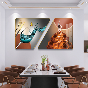 现代简约餐厅装饰画饭厅餐桌背景墙壁画酒杯轻奢时尚创意组合挂画