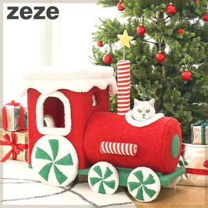 zeze圣诞小火车猫爬架猫窝一体冬季保暖四季通用猫咪睡窝宠物用品