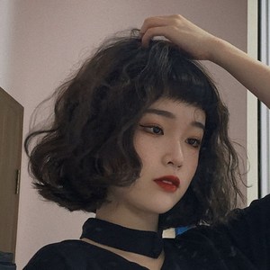 假发女时尚短发日常减龄空气刘海修脸轻薄卷发自然俏皮可爱全头套