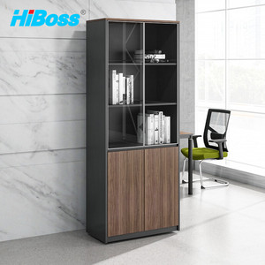 HiBoss办公家具文件柜JHKN25中二门文件柜木质办公柜玻璃门现代资