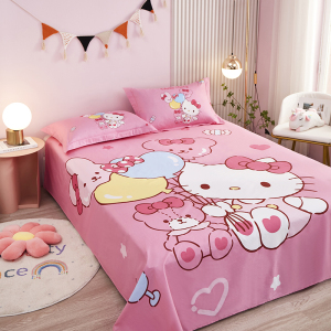 hello kitty卡通纯棉床单被套儿童公主单件枕套凯蒂猫三件套1.2米