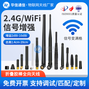 WIFI蓝牙无线网卡模块2.4G折叠胶棒小辣椒高增益路由器打窝船天线