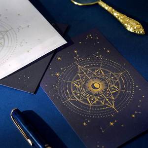 创意星空烫金信笺镂空留言贺卡星河套装烫银硫酸纸信封信纸送礼物