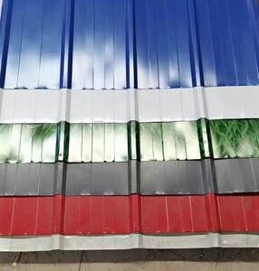 彩钢瓦板铁皮瓦楞房屋顶蓝红白车棚雨篷盖顶防漏工地小草围墙