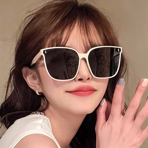 GM奶白色框墨镜女款高级感防紫外线方圆脸显瘦偏光镜太阳眼镜拍照
