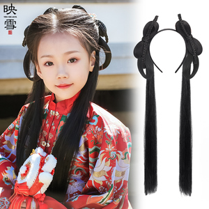 儿童汉服假发古装一体式懒人发箍软发髻古风女童造型日常盘发包