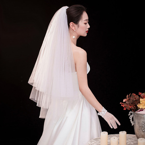 58见寄百货淘宝白纱头纱新娘结婚纱头饰表白求婚小头纱长款超仙发光