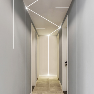 双眼皮吊顶线条灯嵌入式黑色铝槽无边框led线性灯明装条型线形灯