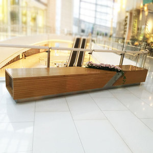 玻璃钢防腐木座椅商场创意公共场所休息椅子美陈装饰等候休闲凳子