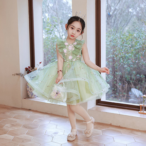 女童礼服钢琴演奏花仙子小女孩周岁生日公主裙蓬蓬裙儿童主持人夏