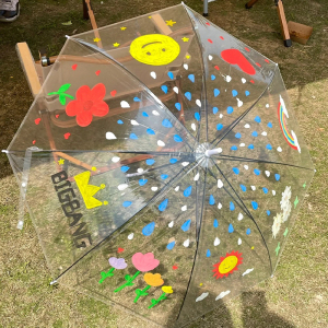 儿童伞绘画diy透明雨伞画画手工涂鸦色幼儿园美术空白手绘透明伞