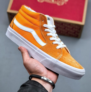万斯官方旗舰店新款橘子汽水橙色中帮滑板鞋潮鞋男女情侣鞋