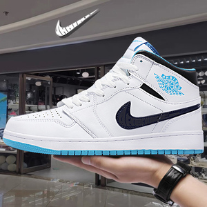 aj男鞋秋季正品官网空军一号莆田aj1高帮激光蓝ahbiked影子灰板鞋