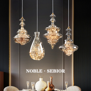 北欧轻奢吊灯高级感全铜餐厅吧台装饰小吊灯法式浪漫艺术感灯具