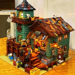渔夫小屋兼容某高积木建筑街景房子模型高难度拼装益智力玩具男孩